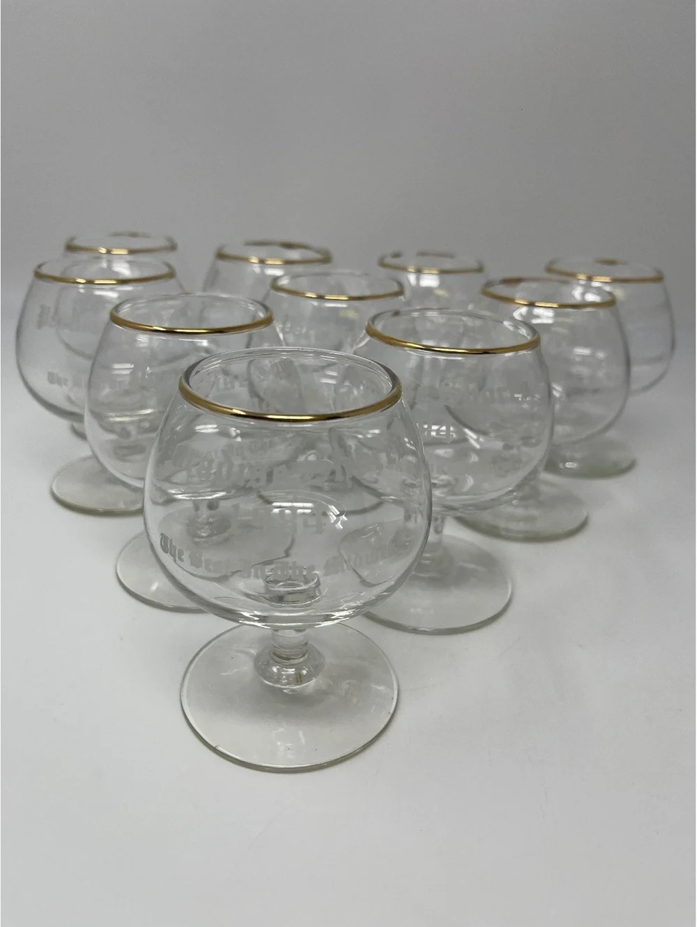 Vintage Paradise Shores 1984 Glass Brandy Snifters Gold Rim Barware Set of 10